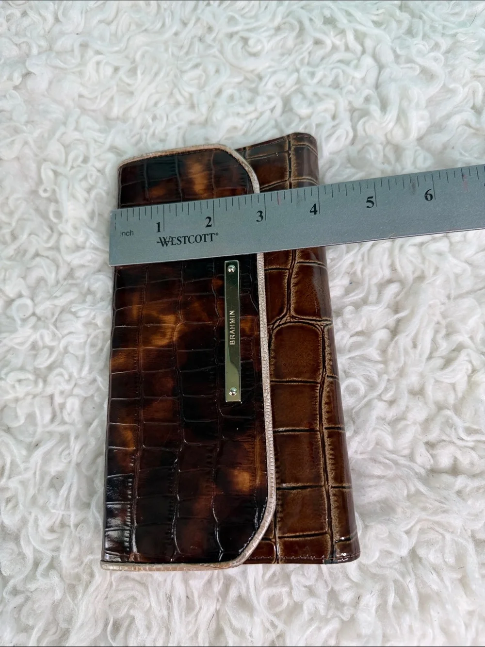 Brahmin  Tortoiseshell Brown Croc-Embossed Leather Wallet